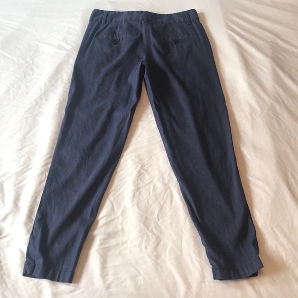 ANN TAYLOR Navy Linen Cropped Pants, SZ 0 - Picture 4 of 7